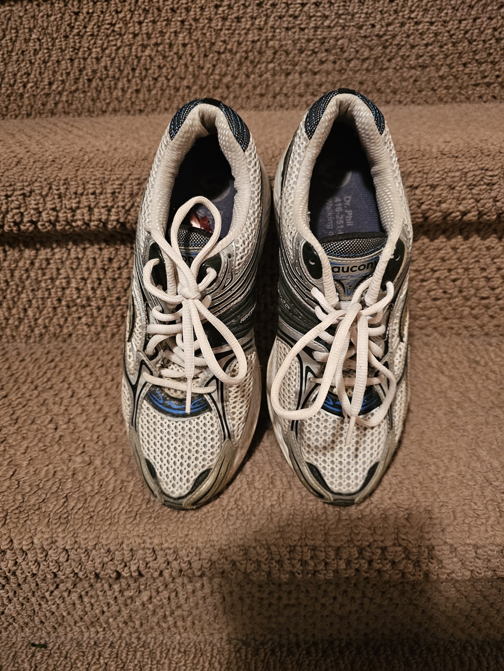 Saucony White, Silver & Blue Men's Running Shoes - Picture 2 of 5